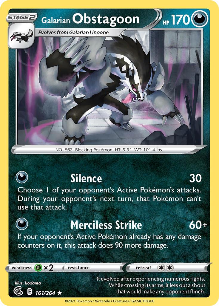 2021 Pokemon Trading Card Game Fusion Strike Price List 161 Galarian Obstagoon