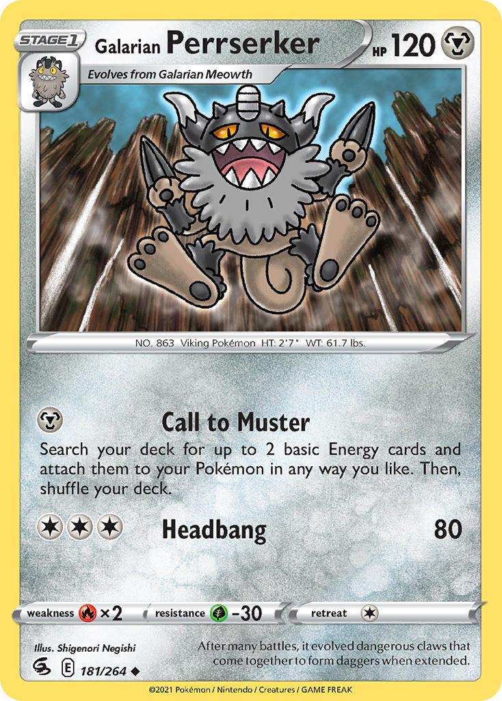 2021 Pokemon Trading Card Game Fusion Strike Price List 181 Galarian Perrserker