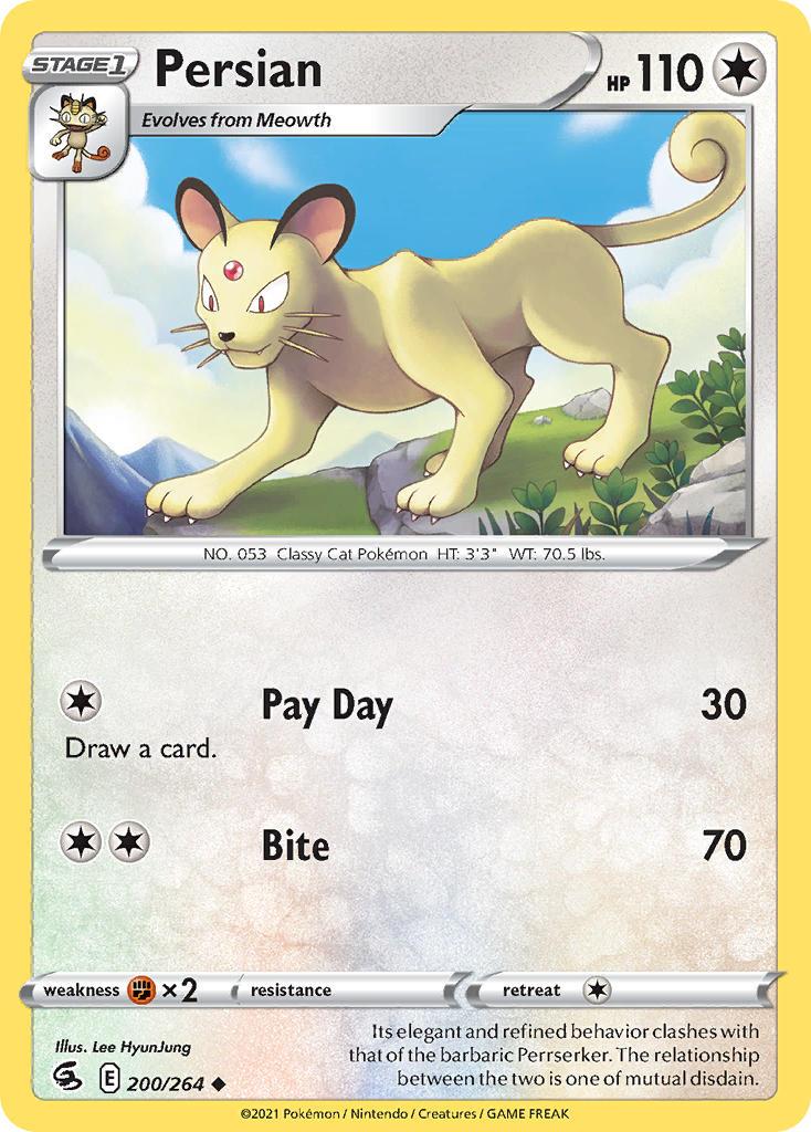 2021 Pokemon Trading Card Game Fusion Strike Price List 200 Persian