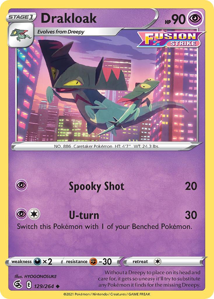 2021 Pokemon Trading Card Game Fusion Strike Set List 129 Drakloak