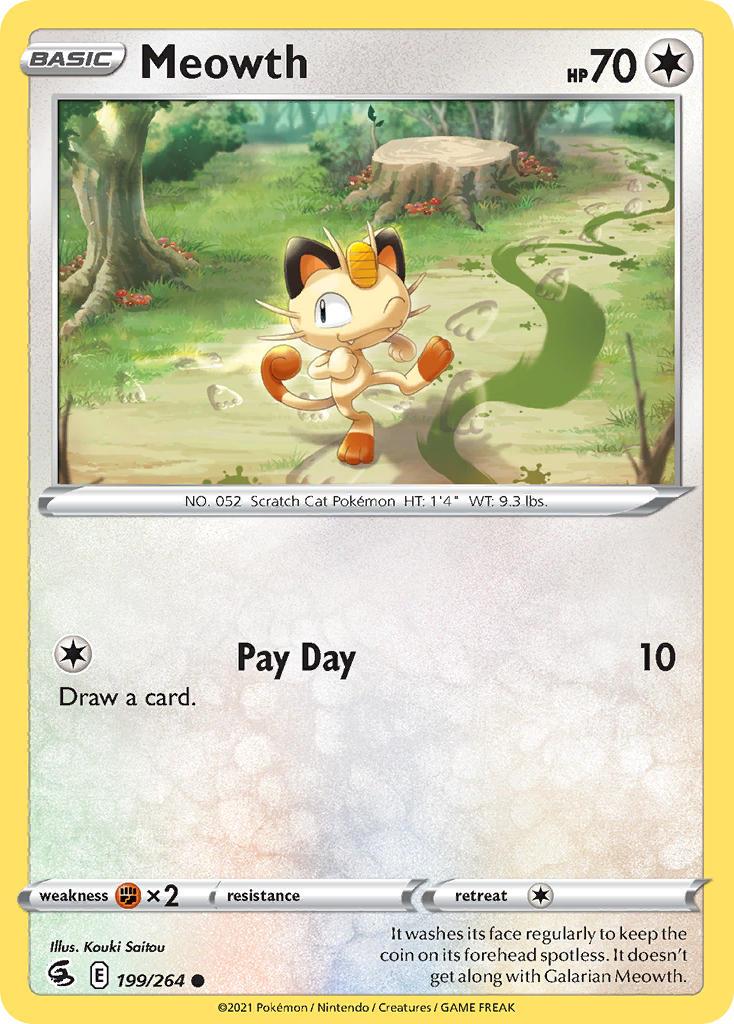 2021 Pokemon Trading Card Game Fusion Strike Set List 199 Meowth