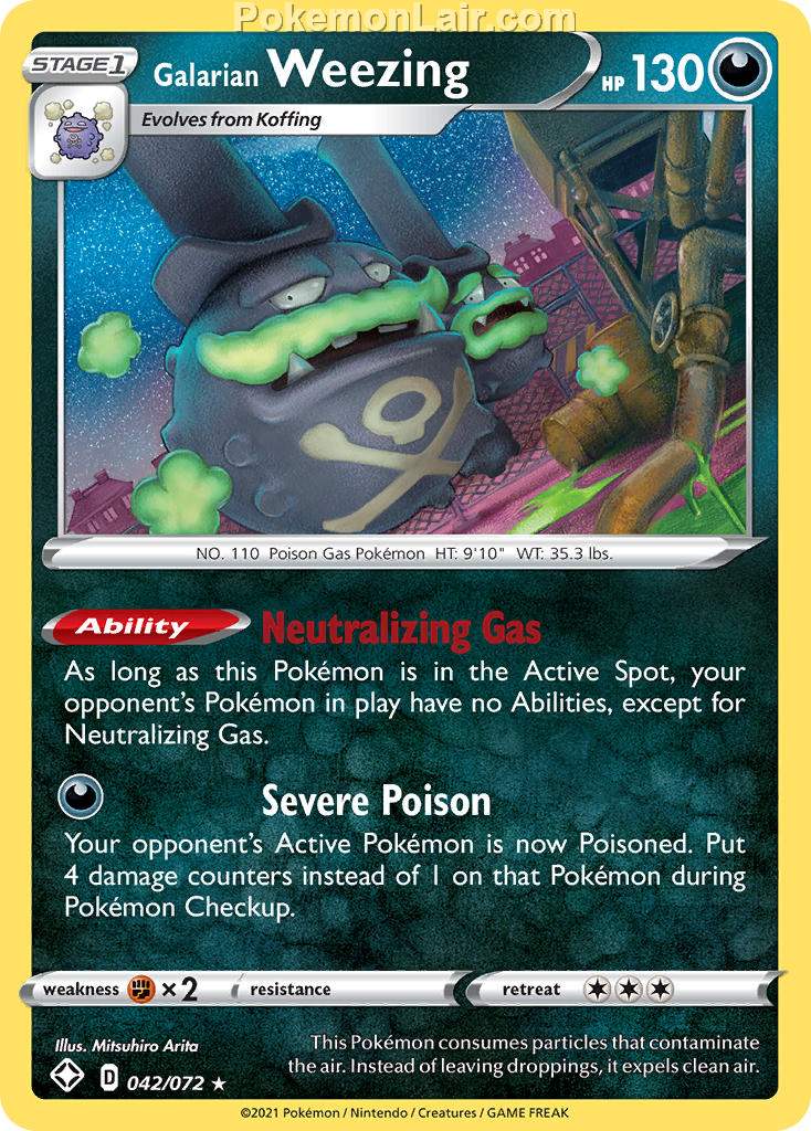 2021 Pokemon Trading Card Game Shining Fates Price List – 42 Galarian Weezing