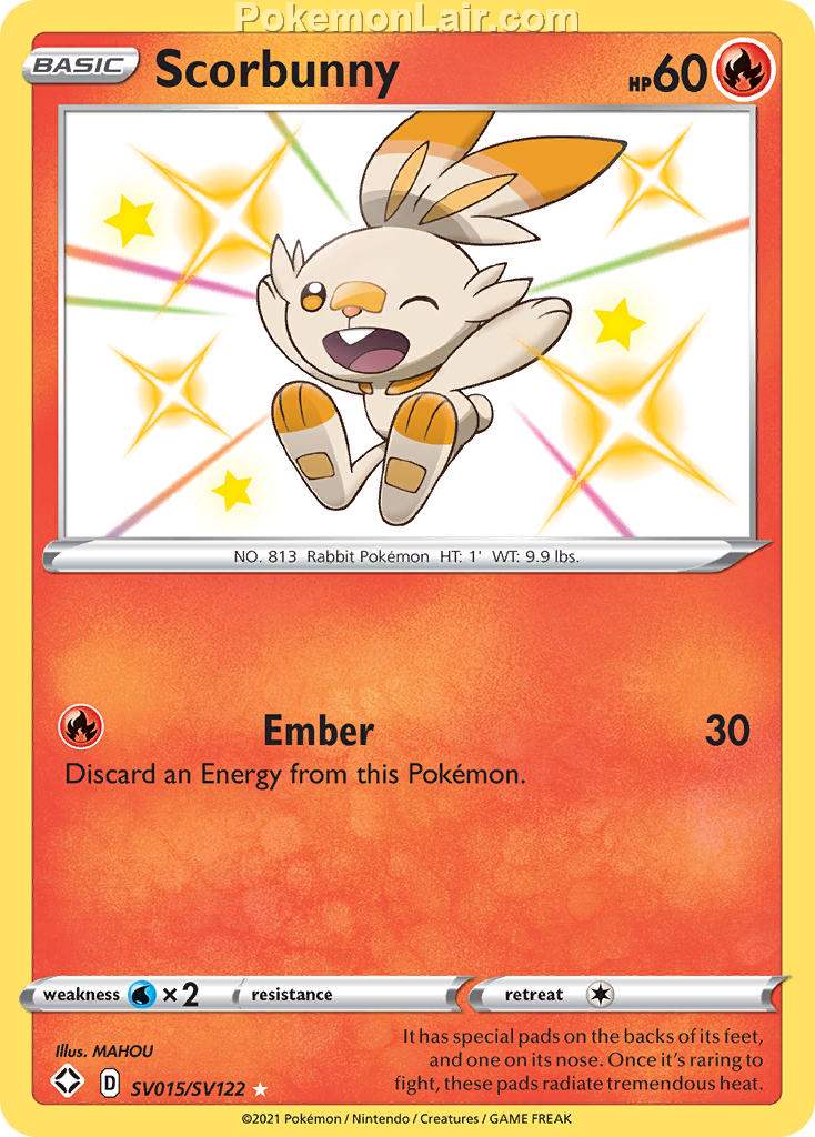 2021 Pokemon Trading Card Game Shining Fates Price List – SV015 Scorbunny