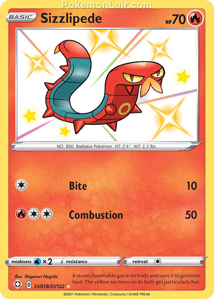 2021 Pokemon Trading Card Game Shining Fates Price List – SV018 Sizzlipede