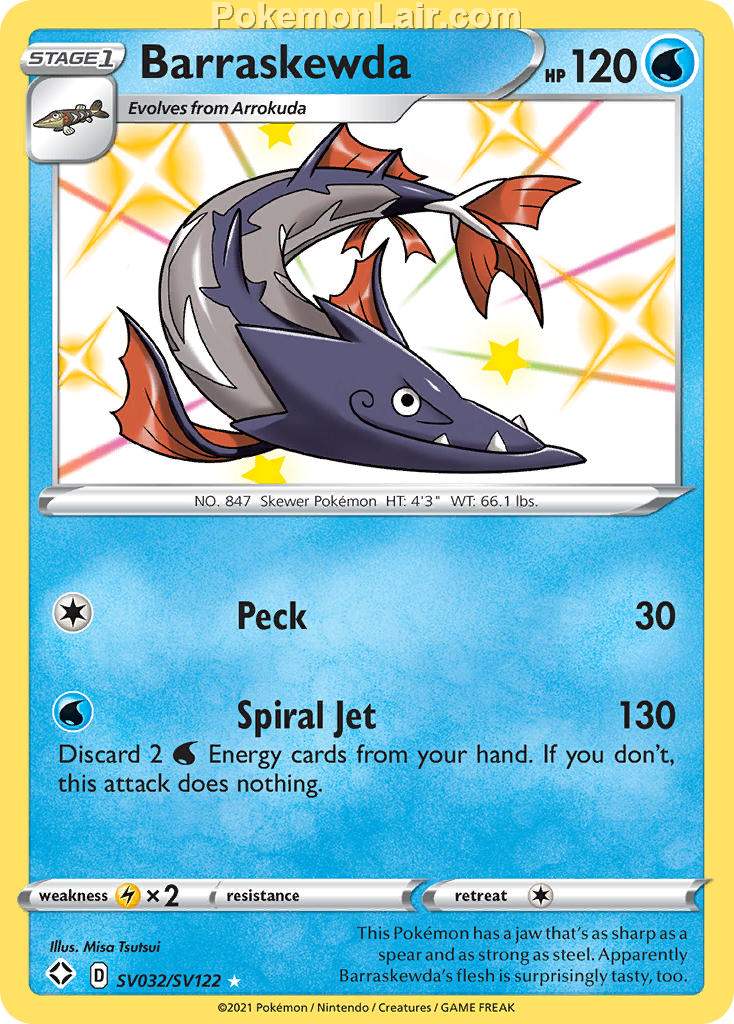 2021 Pokemon Trading Card Game Shining Fates Price List – SV032 Barraskewda