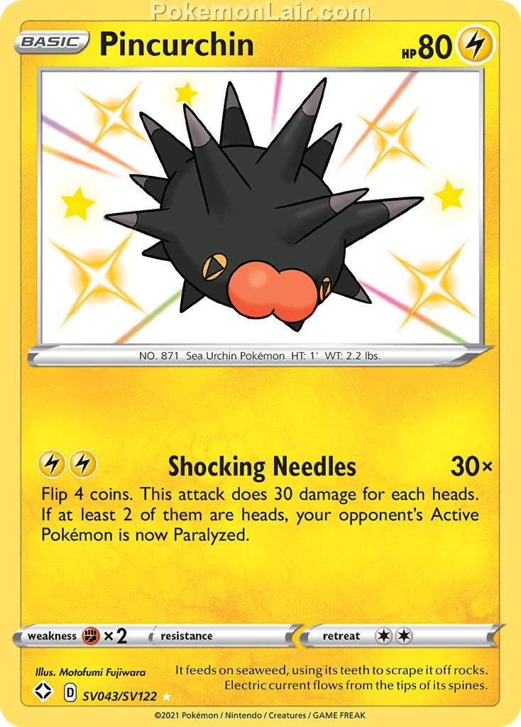 2021 Pokemon Trading Card Game Shining Fates Price List – SV043 Pincurchin