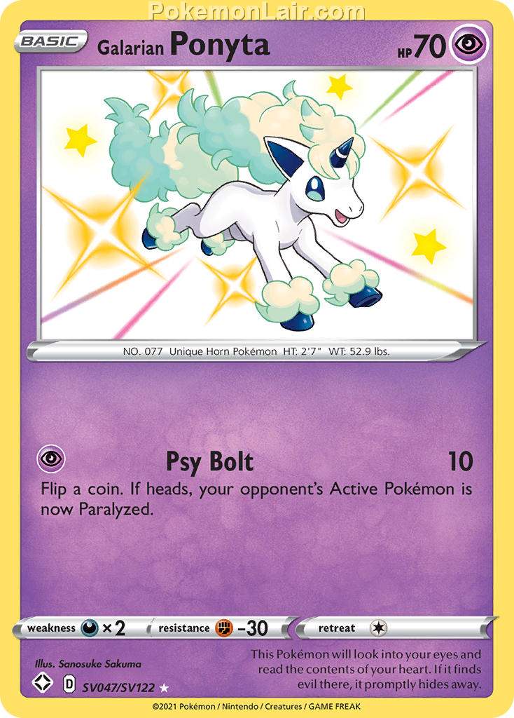 2021 Pokemon Trading Card Game Shining Fates Price List – SV047 Galarian Ponyta