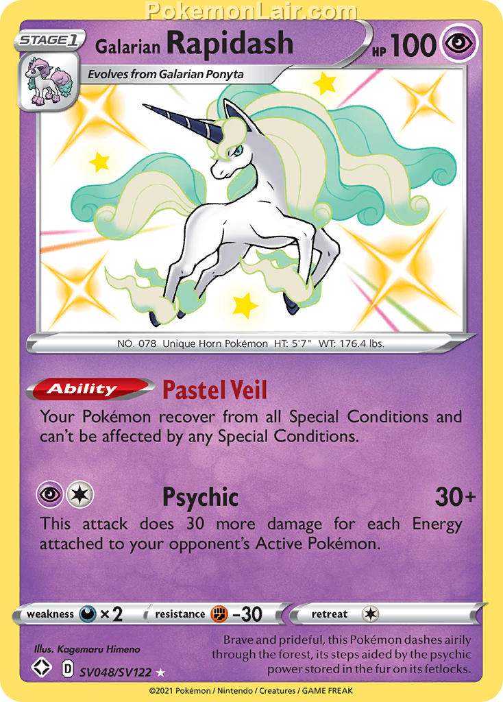 2021 Pokemon Trading Card Game Shining Fates Price List – SV048 Galarian Rapidash