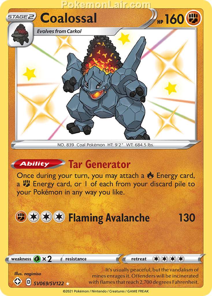 2021 Pokemon Trading Card Game Shining Fates Price List – SV069 Coalossal