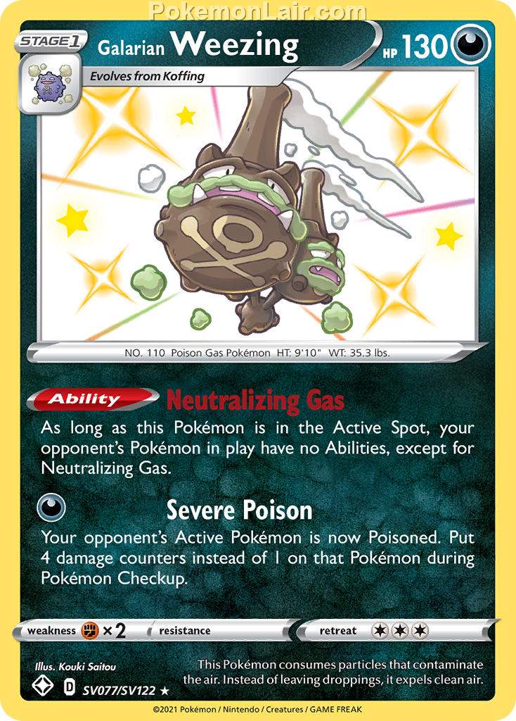 2021 Pokemon Trading Card Game Shining Fates Price List – SV077 Galarian Weezing