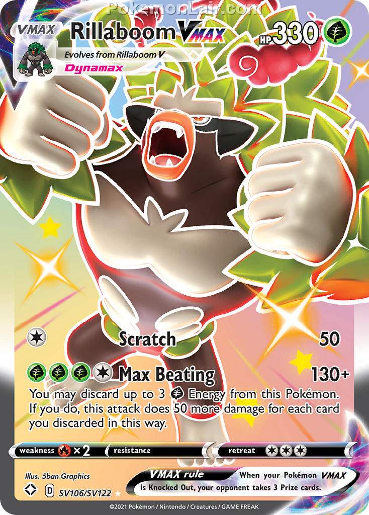 2021 Pokemon Trading Card Game Shining Fates Price List – SV106 Rillaboom VMAX