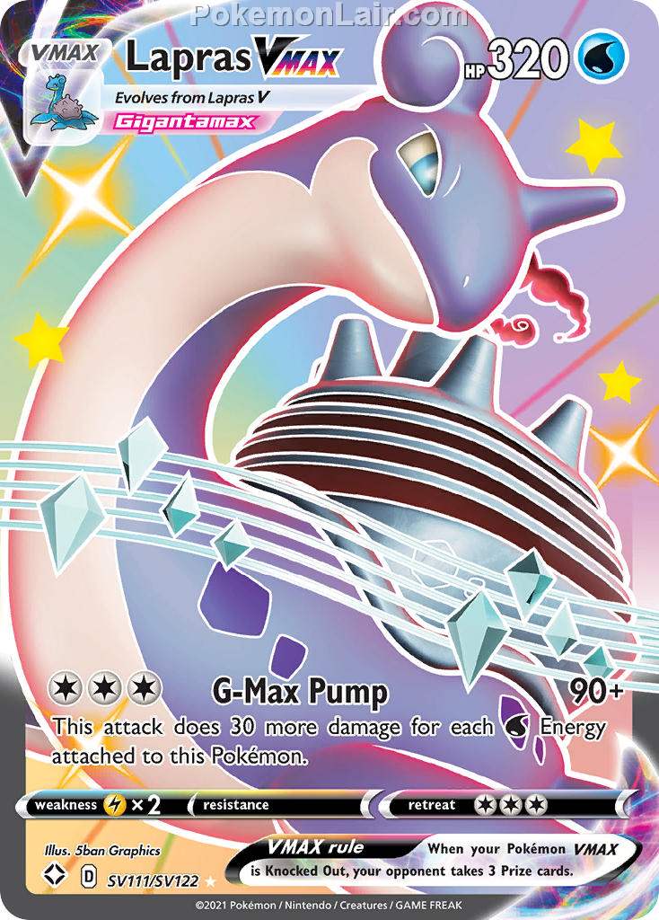 2021 Pokemon Trading Card Game Shining Fates Price List – SV111 Lapras VMAX