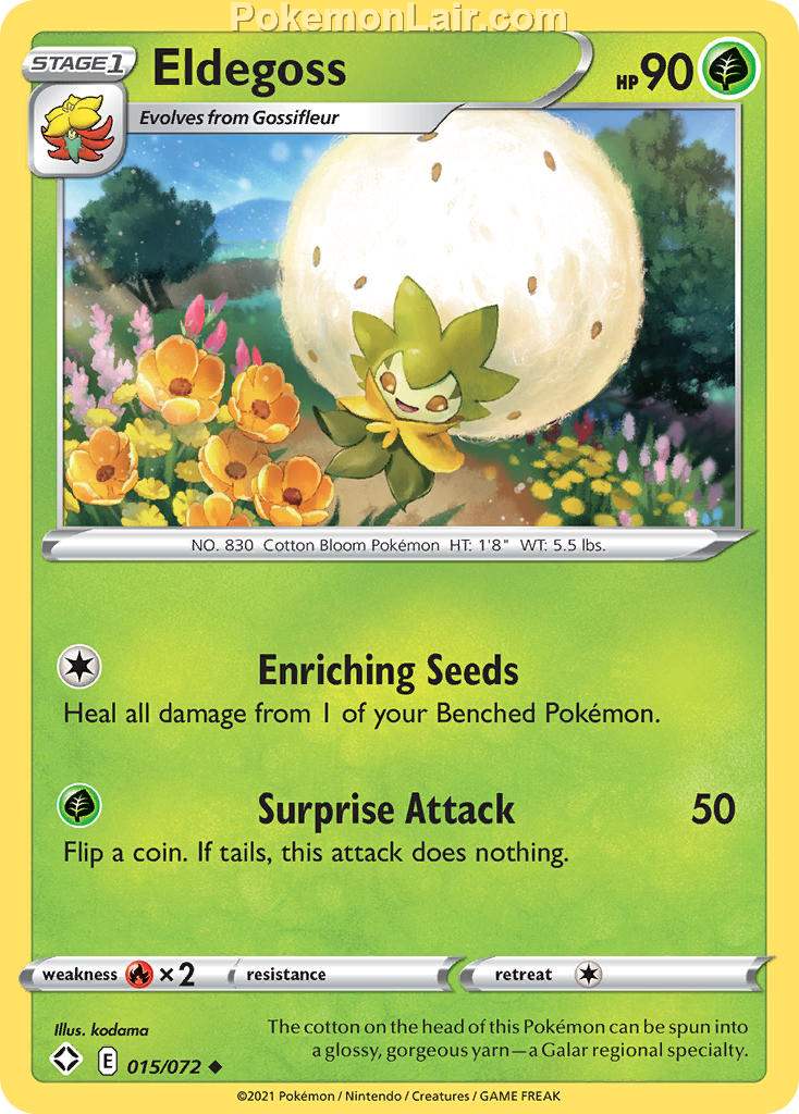 2021 Pokemon Trading Card Game Shining Fates Set List – 15 Eldegoss