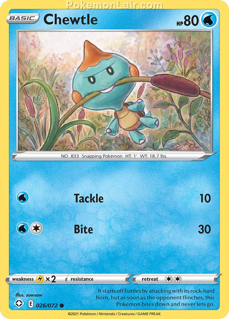 2021 Pokemon Trading Card Game Shining Fates Set List – 26 Chewtle