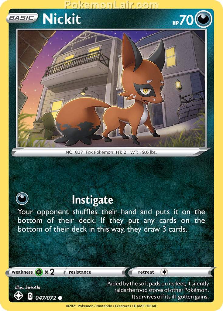 2021 Pokemon Trading Card Game Shining Fates Set List – 47 Nickit