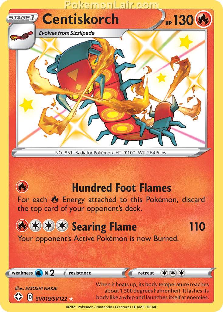 2021 Pokemon Trading Card Game Shining Fates Set List – SV019 Centiskorch