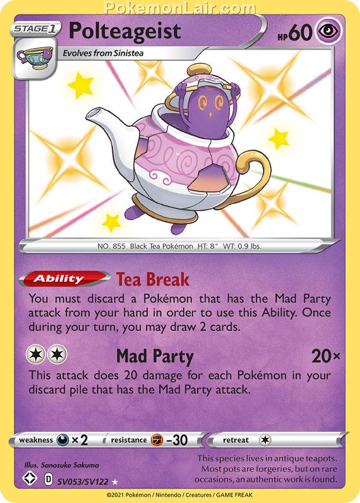 2021 Pokemon Trading Card Game Shining Fates Set List – SV053 Polteageist