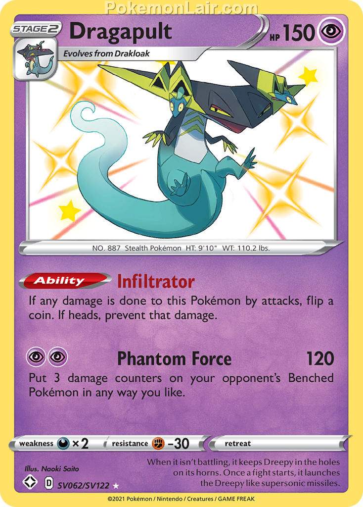 2021 Pokemon Trading Card Game Shining Fates Set List – SV062 Dragapult