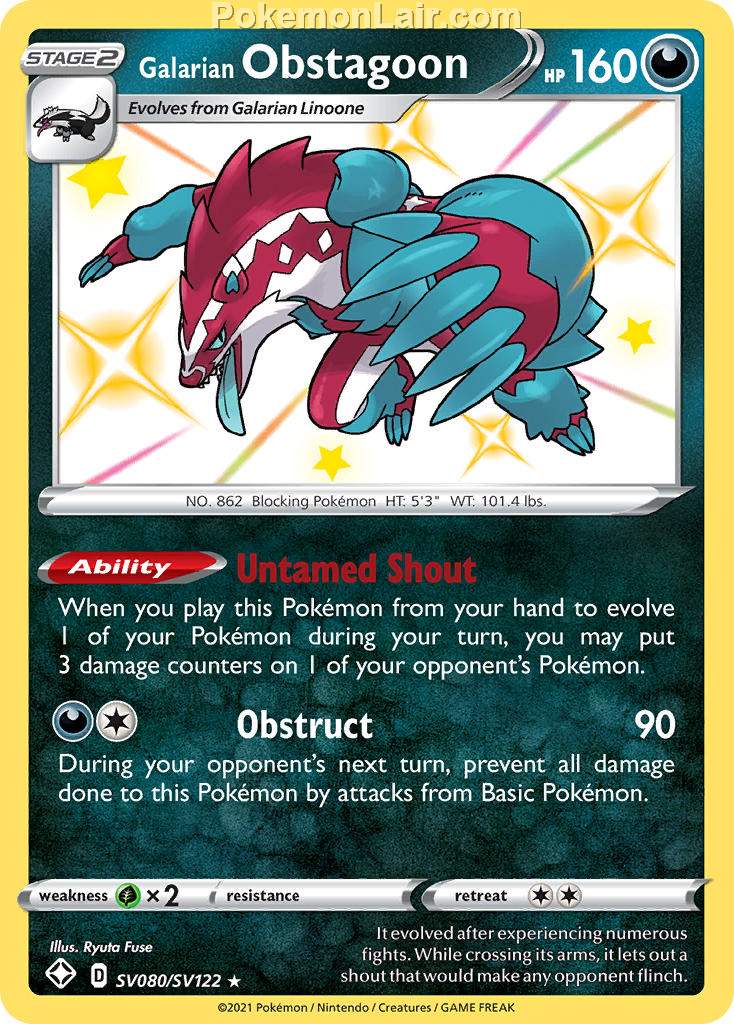 2021 Pokemon Trading Card Game Shining Fates Set List – SV080 Galarian Obstagoon