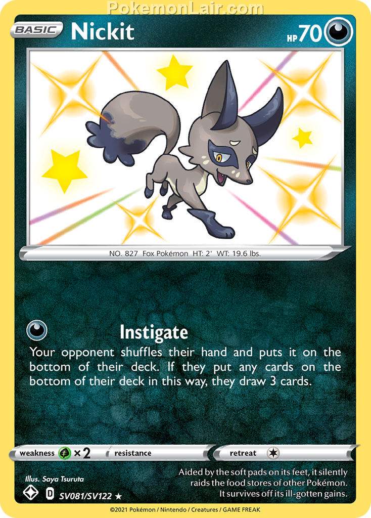 2021 Pokemon Trading Card Game Shining Fates Set List – SV081 Nickit