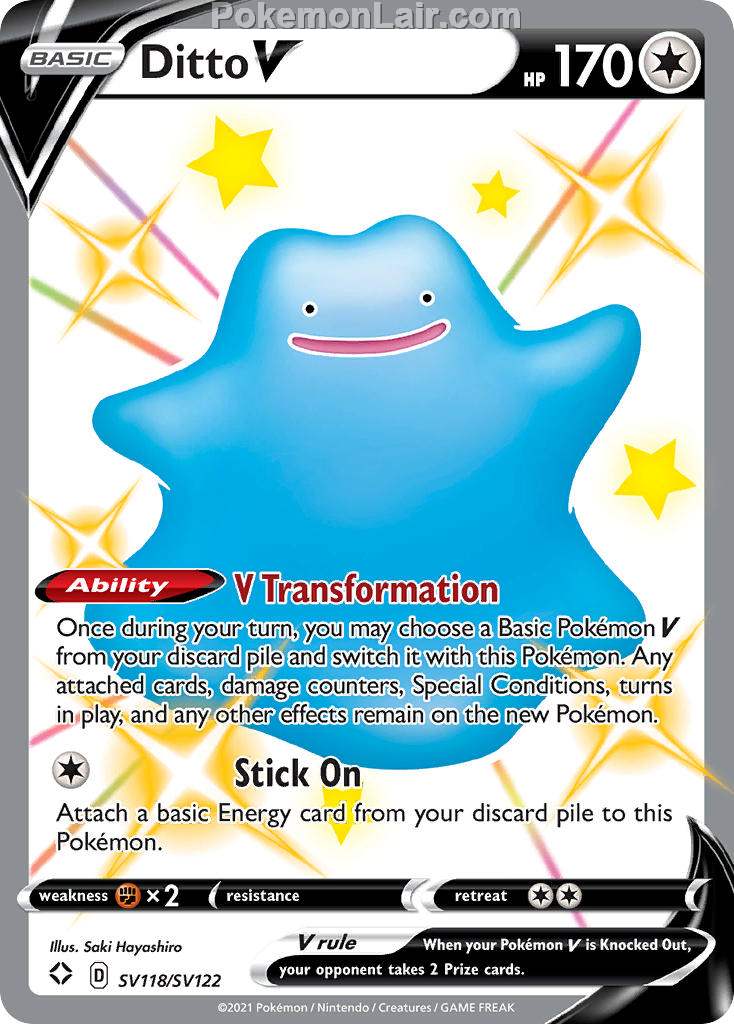 2021 Pokemon Trading Card Game Shining Fates Set List – SV118 Ditto V