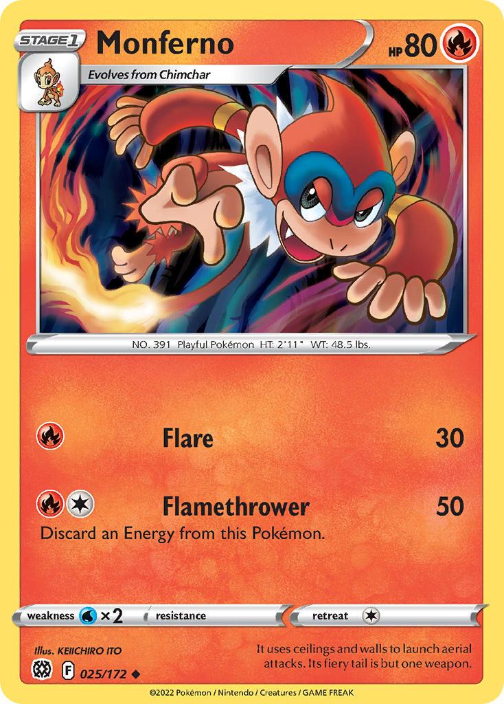 2022 Pokemon Trading Card Game Brilliant Stars Price List 025 Monferno