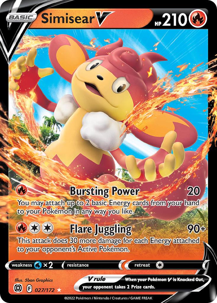 2022 Pokemon Trading Card Game Brilliant Stars Price List 027 Simisear V