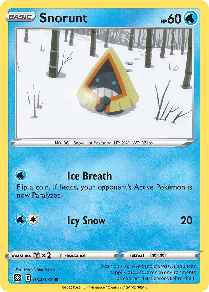 2022 Pokemon Trading Card Game Brilliant Stars Price List 034 Snorunt