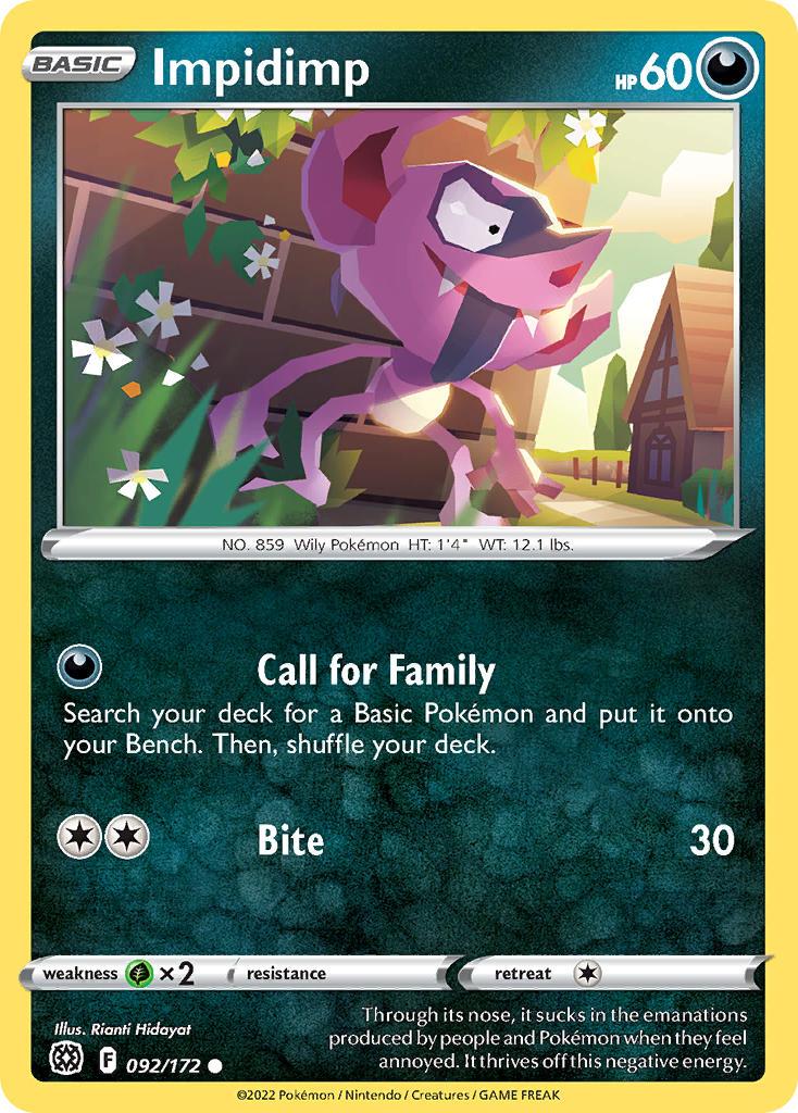 2022 Pokemon Trading Card Game Brilliant Stars Price List 092 Impidimp