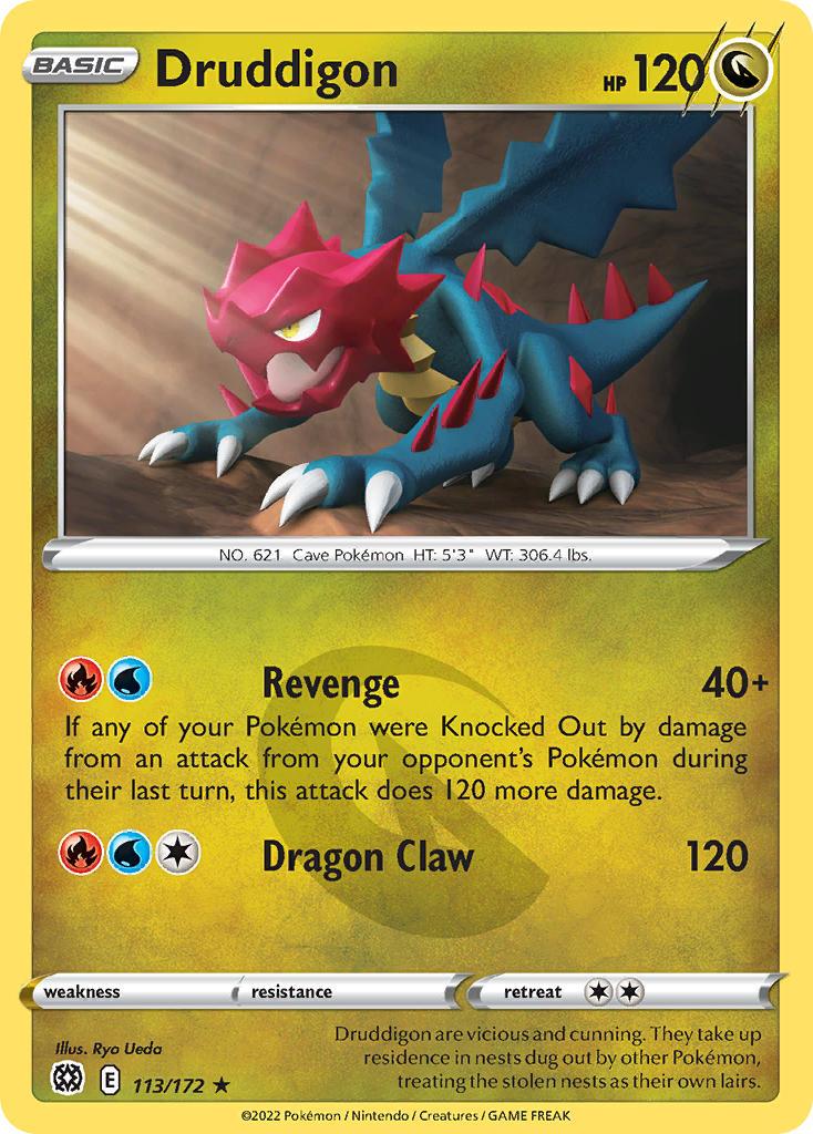 2022 Pokemon Trading Card Game Brilliant Stars Price List 113 Druddigon