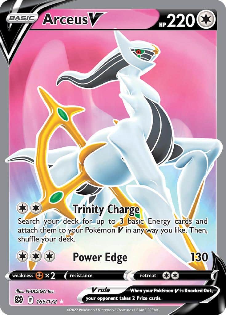 2022 Pokemon Trading Card Game Brilliant Stars Price List 165 Arceus V