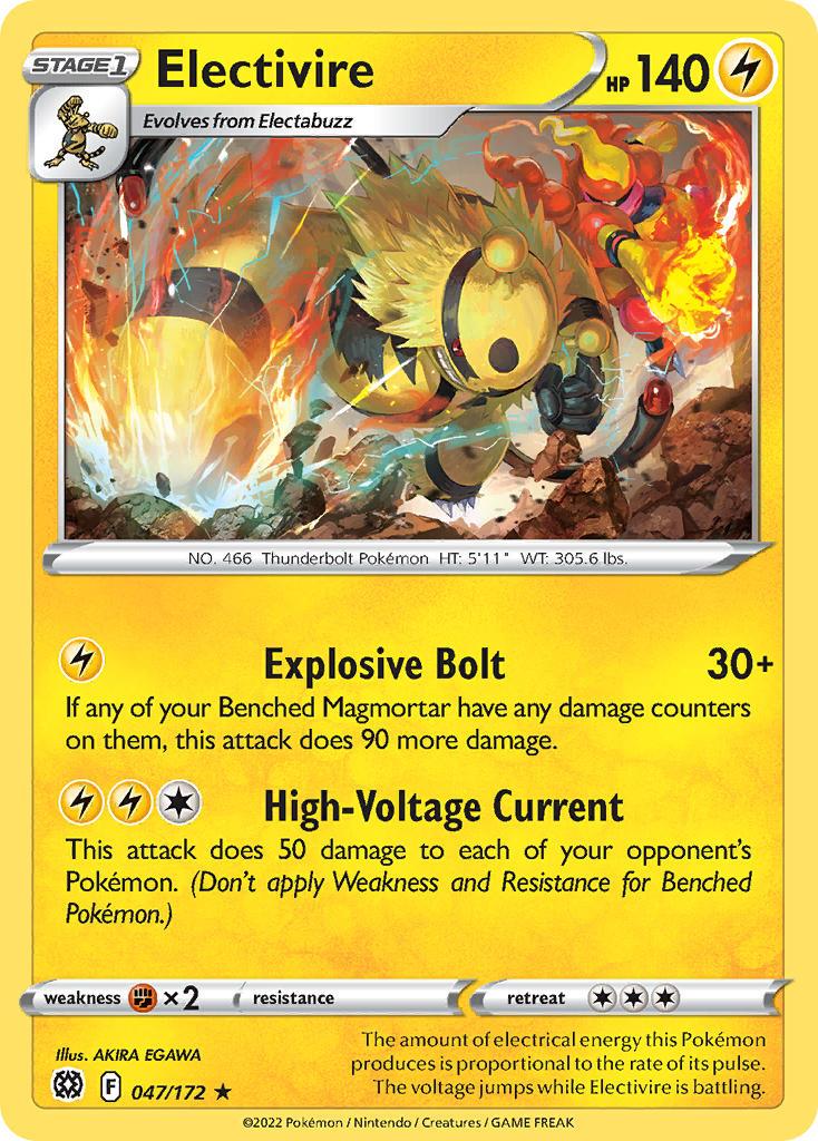 2022 Pokemon Trading Card Game Brilliant Stars Set List 047 Electivire