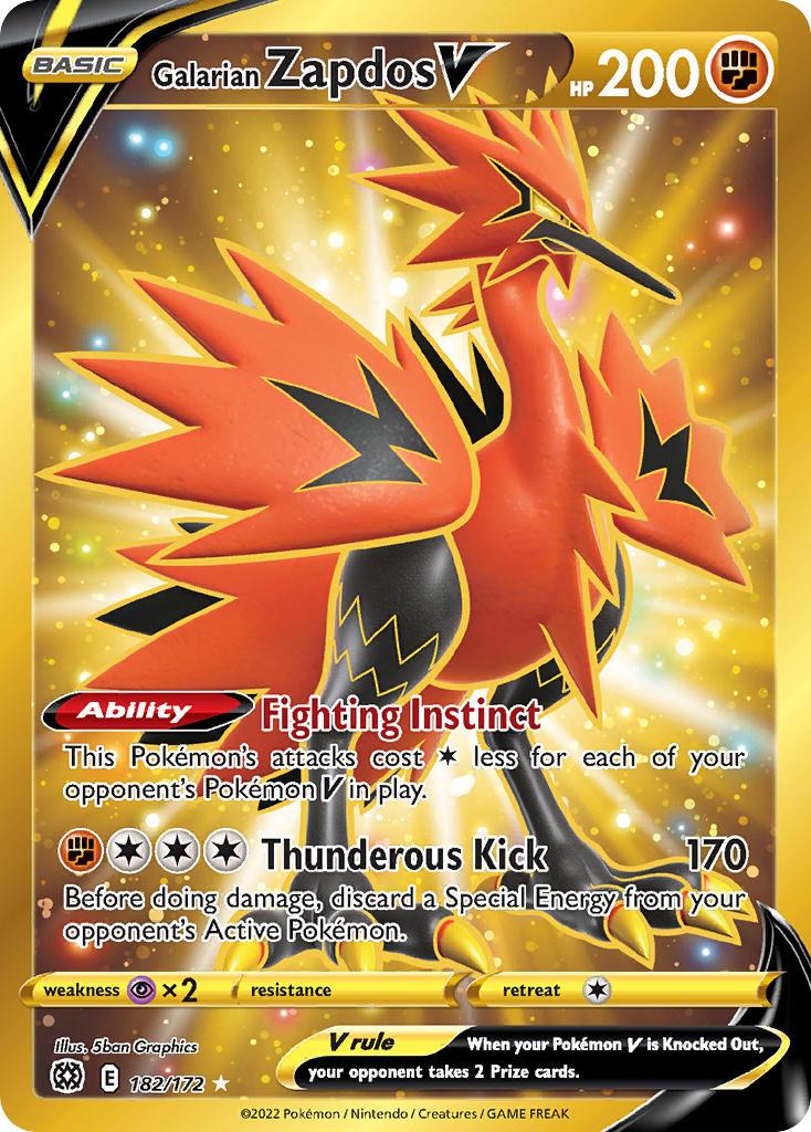 2022 Pokemon Trading Card Game Brilliant Stars Set List 182 Galarian Zapdos V