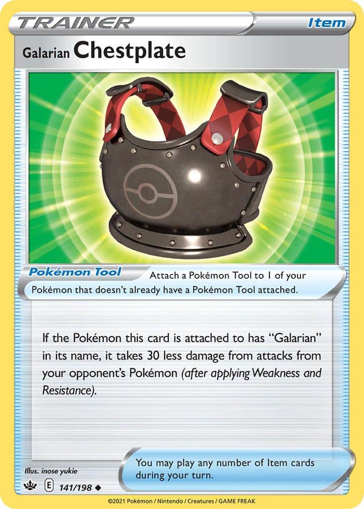 Pokemon Trading Card Game Chilling Reign Price List 141 Galarian Chestplate
