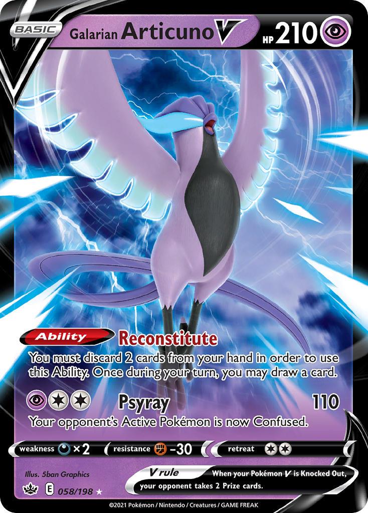 Pokemon Trading Card Game Chilling Reign Price List 58 Galarian Articuno V