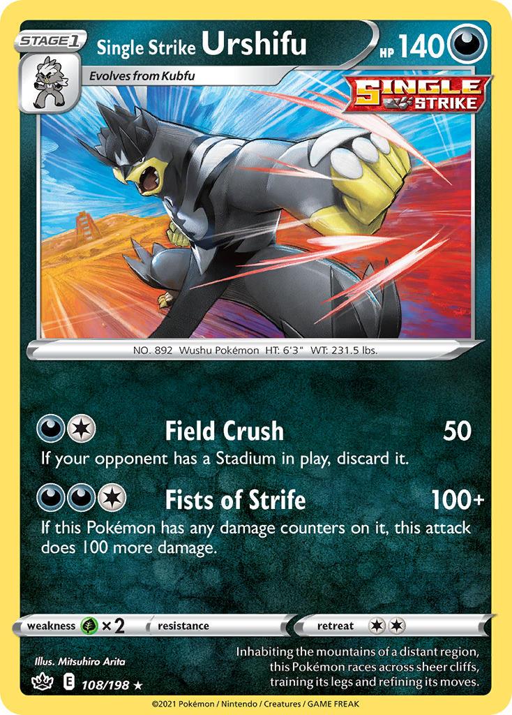 Pokemon Trading Card Game Chilling Reign Set List 108 Single Strike Urshifu