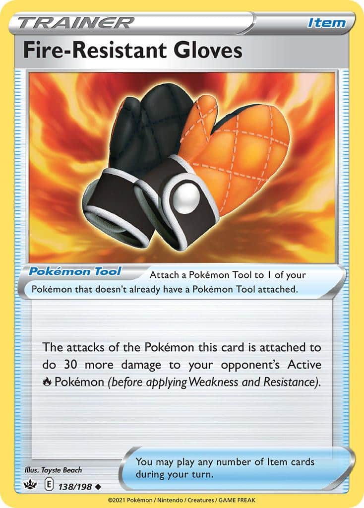 Pokemon Trading Card Game Chilling Reign Set List 138 Fire Resistant Gloves