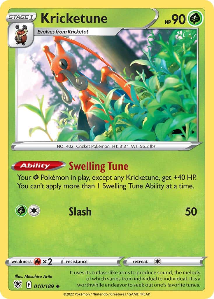 2022 Pokemon Trading Card Game Astral Radiance Set List 10 Kricketune