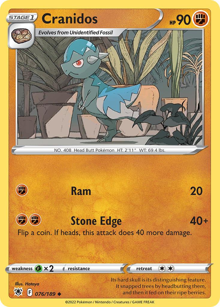 2022 Pokemon Trading Card Game Astral Radiance Set List 76 Cranidos