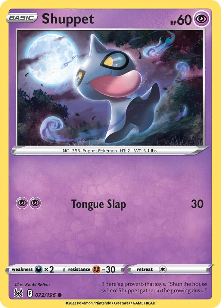 2022 Pokemon Trading Card Game Lost Origin Price List 72 Shuppet