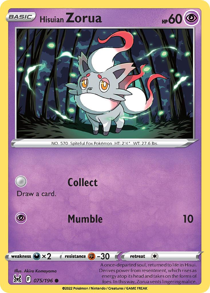 2022 Pokemon Trading Card Game Lost Origin Price List 75 Hisuian Zorua