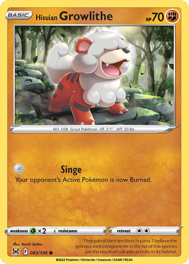 2022 Pokemon Trading Card Game Lost Origin Price List 83 Hisuian Growlithe