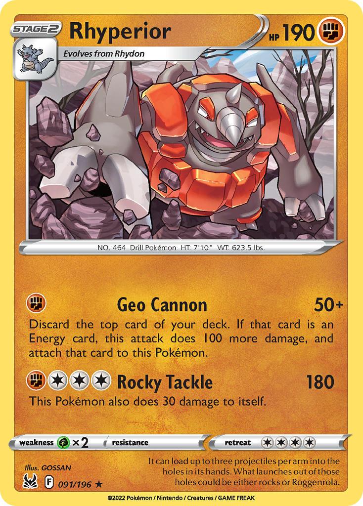 2022 Pokemon Trading Card Game Lost Origin Price List 91 Rhyperior