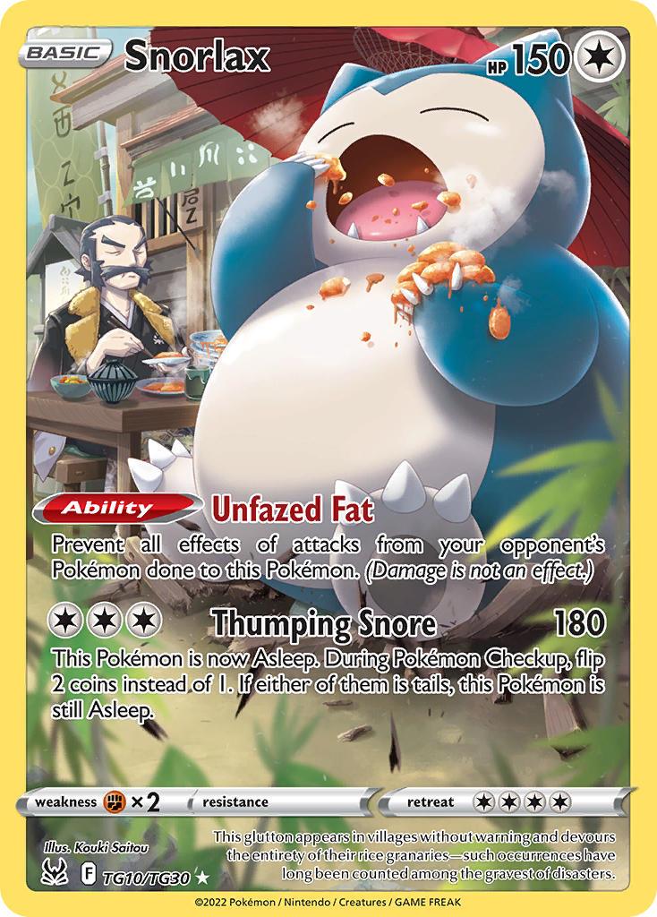 2022 Pokemon Trading Card Game Lost Origin Price List TG10 Snorlax