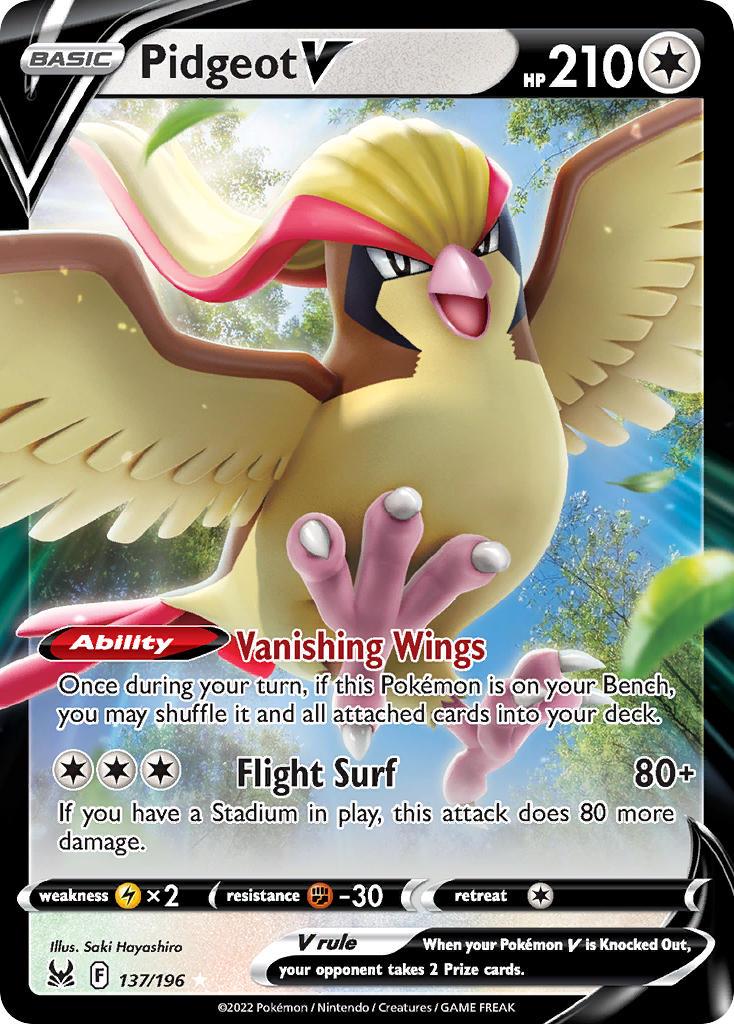 2022 Pokemon Trading Card Game Lost Origin Set List 137 Pidgeot V