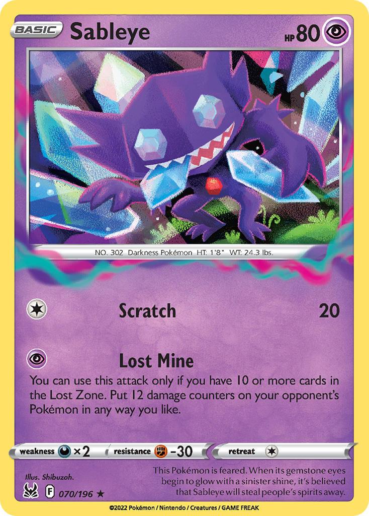 2022 Pokemon Trading Card Game Lost Origin Set List 70 Sableye